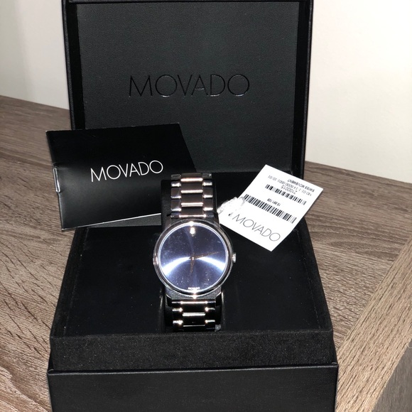 Movado Men Watch Navy and Silver